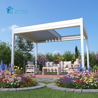 Pergola bioclimatique de luxe Sweet Home en aluminium avec lames rétractables électriques et éclairage LED, imperméable, pour jardin extérieur
