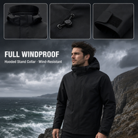 Veste polaire coupe-vent 3 en 1 pour homme, noire, chaude, pour la randonnée, le ski, le patinage, imperméable, avec capuche