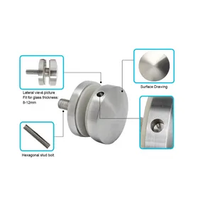 Wall Mounting Glass Door Clamp Accessories Stainless Steel For Balustrade Handrail Fittings