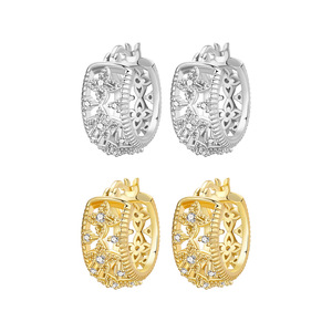 Nuevos aretes de aro con estampado retro, aretes originales de moda para chicas, ideas creativas para regalos - Product Image 1