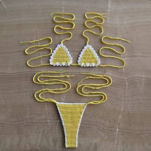 Re Mcgreen Star cartone animato fatto a mano all'uncinetto <span class=keywords><strong>Bikini</strong></span> Set Sexy stringa <span class=keywords><strong>2</strong></span> pezzi a quadri costume da bagno costume da bagno costume da bagno carino - Product Image 2