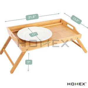 Homex | <span class=keywords><strong>Plateau</strong></span> de <span class=keywords><strong>lit</strong></span> en bambou pliable écologique en gros plateaux de service en bambou <span class=keywords><strong>plateau</strong></span> de petit-déjeuner avec support pour téléphone - Product Image 4
