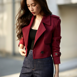 Women's Cropped Workwear Jacket Anti-Wrinkle Velour Batwing Sleeve V-Neck Spring Autumn Fashion <b>Coat</b> - Product Image 1