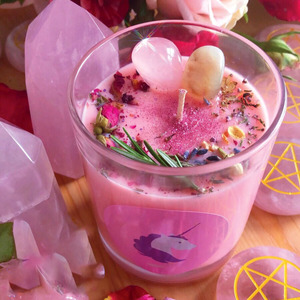 Bougie de Sorcière Chakra <span class=keywords><strong>Magique</strong></span> Parfumée Fait Main Infusée de Cristaux avec Logo Personnalisé et Décorations de Fleurs Séchées Naturelles de Luxe - Product Image 5