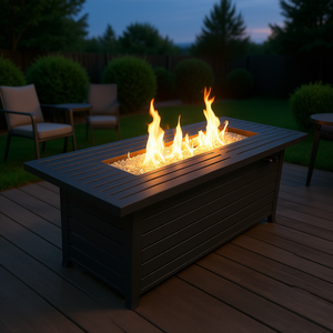 Mesa de Exterior Moderna de Aluminio con Fogata Integrada de Gas Propano de 57 Pulgadas, Calentador de Patio de 50000 BTU con Certificación ETL para Uso en Jardín y Terraza - Product Image 2