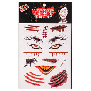 สติกเกอร์ติดหน้าแบบลายสักพร้อมลายแมงมุมและลายแผล - Product Image 1