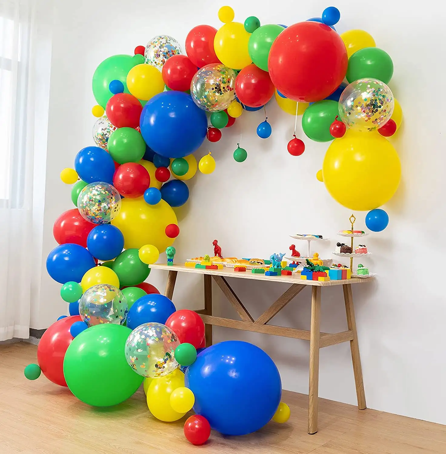 Bunte Ballon girlande Kit Mehrfarbige Ballon bogen girlande mit Konfetti-Luftballons für Karneval Zirkus Fiesta Hochzeit Geburtstag