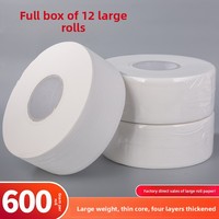 Papier toilette en rouleaux jumbo, 4 plis, blanc, en pâte de bois vierge, soluble dans l'eau, prix bas, usage commercial