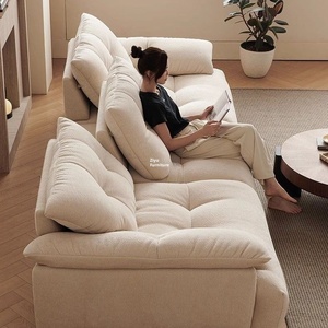 Sofá Seccional Modular Flower Bud para Sala de Estar, Lujo Ligero, Tela Chenille Nube, Relleno de Esponja, Asiento Versátil, Acero Inoxidable Profundo - Product Image 2