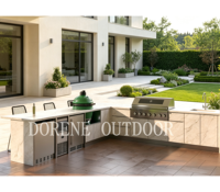 Îlot de cuisine extérieur en acier inoxydable haute performance avec grill, évier et unité barbecue pour jardin privé, villa, patio