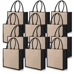 Hot Selling Custom Printed Jute Einkaufstasche zum Verkauf Geschenk Custom Logo Natürliche umwelt freundliche Sac kleinen Lebensmittel Einkaufstasche Jute Tasche