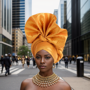 Bonnet Femme Prêt-à-porter en Aso Oke Africain Uni de Haute Qualité, Style Unique Nigérian, Idéal pour les Fêtes - Collection 2025 (Vente en Gros) - Product Image 1