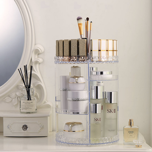 360 Degree Rotating Cosmetic Acrylic Makeup Storage Display <strong>Box</strong>, Large Countertop Shelf <strong>Vanity</strong> Organizers for Bathroom - Product Image 2