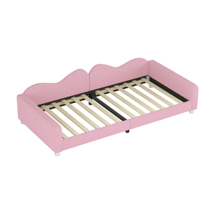 Canapé-lit moderne pleine grandeur en tissu Sherpa avec dossier en forme de nuage, aucun sommier tapissier nécessaire, pour salon ou hôtel - Product Image 5