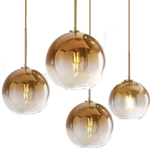 Modern Mirror Glass Ball Pendant Light Copper silver Gold Globe Loft Hanglamp Lamp Kitchen Light Adjustable Ceiling Chandelier