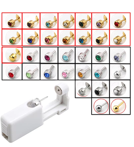 Pistolet de perçage d'oreilles avec mini clous en cristal blanc, kit d'outils de perçage d'oreilles personnel, perceur d'oreilles indolore, jetable - Product Image 1