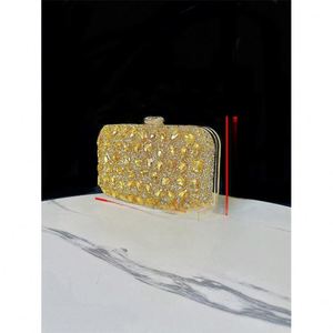 Borse Clutch in Cristallo per Matrimoni e Feste, Borsetta a Secchiello in Metallo con Strass, Elegante Borsa a Gabbia in Lega con Perle per Donne - Product Image 2
