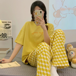 Conjuntos de <span class=keywords><strong>Pj</strong></span> de algodón de manga corta para mujer adulta, suave y bonita ropa de dormir, proveedores, Pijamas, conjunto de Pijama para mujer, Pijamas de verano - Product Image 6