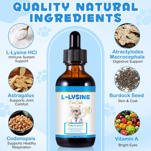Gotas de L-Lisina con Astrágalo para Gatos, Inmunidad, Salud Respiratoria, Digestiva y Ocular, Vitaminas Orgánicas de Rápida Absorción para Mascotas Mayores, Suplemento para Mascotas - Product Image 3