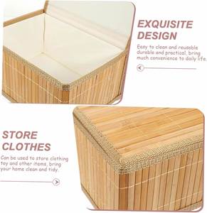 Hot Selling Foldable Storage <b>Hamper</b> Bamboo Laundry Basket with Removable Bamboo Lids - Product Image 4