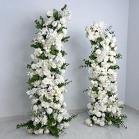 Décoration de mariage, arche florale artificielle en soie blanche, rose faite à la main, toile de fond