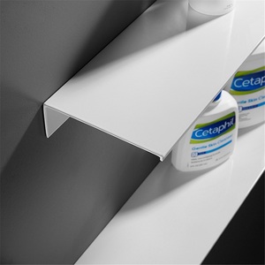 Étagère de rangement de salle de bain noire sans perforation, support minimaliste pour gel douche, plateau d'angle mural, écologique et moderne - Product Image 5
