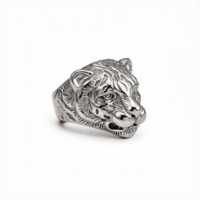Antiker geschnitzter 3D-Skulptur-Ring: Gothic Totenkopf, Religiöser Jesus, Indianerhäuptling – Massiver Statement-Herrenring aus 316L Edelstahl