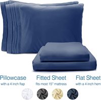 Ensemble de Draps de Lit Brossés, 4 Pièces, 100 % Polyester, Ultra Doux, pour Maison et Hôtel, Vente en Gros
