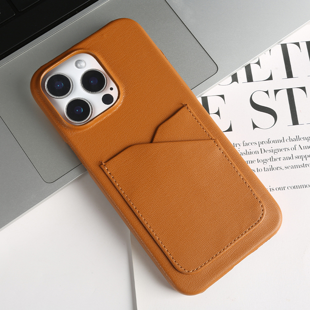 Plant Fiber Biodegradable and Recyclable Material PU Phone case   for iPhone 15 16 PU Recycled Eco Friendly Dual Card Phone Case