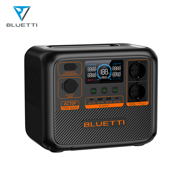 BLUETTI AC70p 1000w Portable Power Station Lifepo4 Solar Generator for Outdoor Camping Road Trips RV Adventures Backup Power