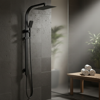 Système de douche de salle de bain noir étanche, ensemble de douche de pluie à montage mural