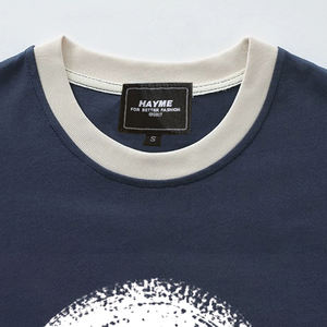 T-shirt d'été mignon imprimé bleu marine DTG T-shirt de marque personnalisée T-shirts en coton à col rond - Product Image 3