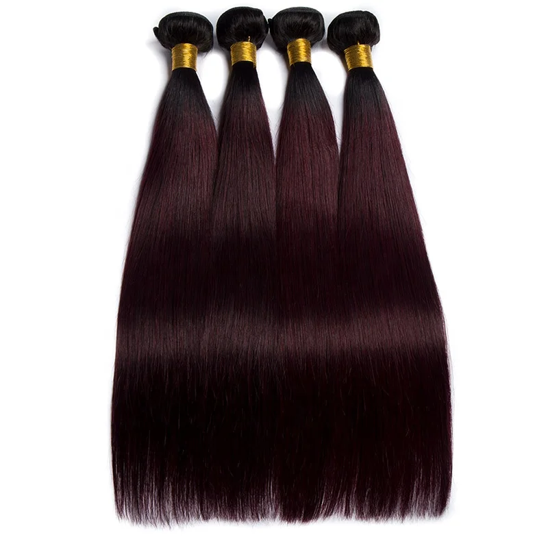 Rohe Jungfrau unverarbeitetes Ombre peruanisches Haar Glattes menschliches Haar T1B/Burgund Bundles Angebote 99J Hair Weave Lolly hair