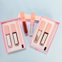 Kit de gloss à lèvres 3-en-1 personnalisable – Maquillage waterproof avec crayon à lèvres rotatif, rouge à lèvres liquide mat et gloss à lèvres – Coffret