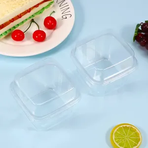 50 Pezzi Bicchieri Quadrati in PET Trasparente da 8OZ con Coperchi <span class=keywords><strong>e</strong></span> Cucchiaini per Dessert, Parfait <span class=keywords><strong>e</strong></span> Frutta - Product Image 6