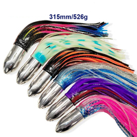 Big 526g Leurres de pêche en haute mer Tête de jet en métal Jupes de calmar Leurre de pêche à la traîne en eau salée pour thon Marlin Wahoo