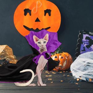New 2024 Spring Summer Halloween <b>Cat</b> Wizard Cape & <b>Hat</b> Set for Dogs & <b>Cats</b> Customized Color Cosplay - Product Image 5