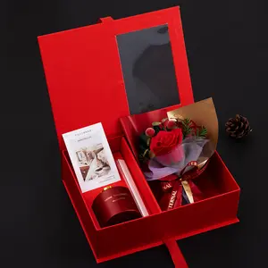 어머니의 날 선물 2024 인공 장미 꽃 상자 빨간 아로마 장미 보석 상자 산 발렌틴 장미 선물