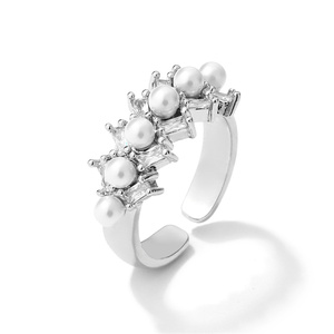 Anillos de Perlas de Lujo para Mujer RAKOL RP5155, Diseño Encantador, Chapado en Oro de 18k, Joyería de Moda, Anillos Ajustables - Product Image 2