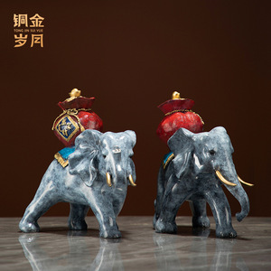 Copper And Gold Years Auspicious <b>Elephant</b> Bronze Ornament Handmade Table <b>Decoration</b> For Chinese New Year Living Room - Product Image 2