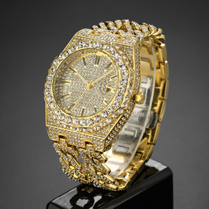 Fashion Luxury Quartz Date Bling Starry Sky Diamond <b>Watch</b> Men Cuban Link <b>Chain</b> Gold Hip Hop Iced Out <b>Watches</b> - Product Image 3