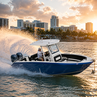 Nouveau Bateau de Pêche Robuste de 28 pieds avec Console Centrale, en Aluminium 5083, Moteur Double 200 CV, Bac à Vivre, Porte-Cannes, pour Pêche Sportive en Haute Mer