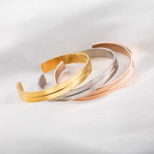 Fashion <b>Cuff</b> <b>Bracelet</b> Stainless Steel Geometric C Shape Men's Jewelry Gold <b>Silver</b> Rose Gold Color XYB0120 - Product Image 4