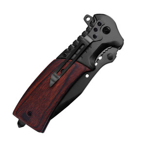 <span class=keywords><strong>Couteau</strong></span> de poche pliant en acier noir avec manche en bois, design tactique de chasse pour la survie et le camping, avec clip <span class=keywords><strong>ceinture</strong></span> - Vente chaude - Product Image 4