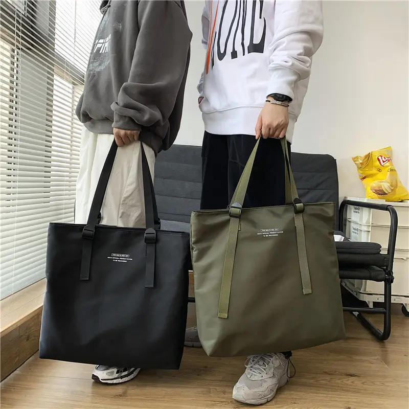 Túi Polyester In LOGO Túi Nylon Giá Rẻ In Mua Sắm Bông Vai Dây Kéo Messenger Hữu Cơ Vai Tote Túi