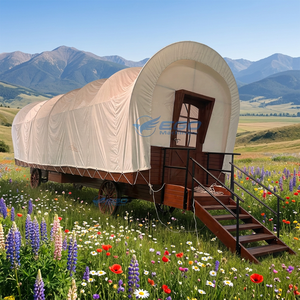 Nouvelle carrière mobile de luxe XCEGO à 4 roues avec structure en acier pour l'extérieur, tente de glamping, maison de camping, carrière couverte en bois - Product Image 1