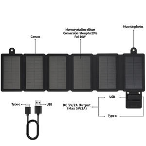 Venta caliente 10W 5V pequeño portátil plegable Panel Solar teléfonos móviles cargador salida USB tipo C enchufe batería almacenamiento para exteriores - Product Image 6