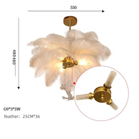 Lustre nordique minimaliste en plumes d'autruche, plafonnier LED blanc, hauteur réglable, télécommande, villa, restaurant