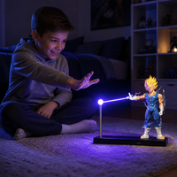 Lampe de Nuit LED Kamehameha Wave Goku Anime Action Figure, Modèle de Table avec Base, Effet Éclatement d'Énergie Magnétique, Boîte Cadeau Colorée