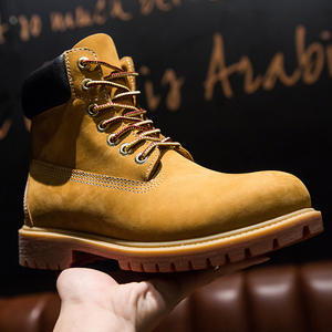 Autunno stivali corti da <span class=keywords><strong>uomo</strong></span> in vera pelle per Martin stivali alti stile retrò Casual da lavoro da deserto chiusura con lacci gialli per coppie - Product Image 2